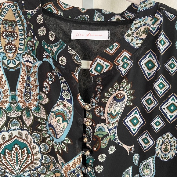 Ces Femme Black and Green Long Sleeve Dress - Picture 4 of 7